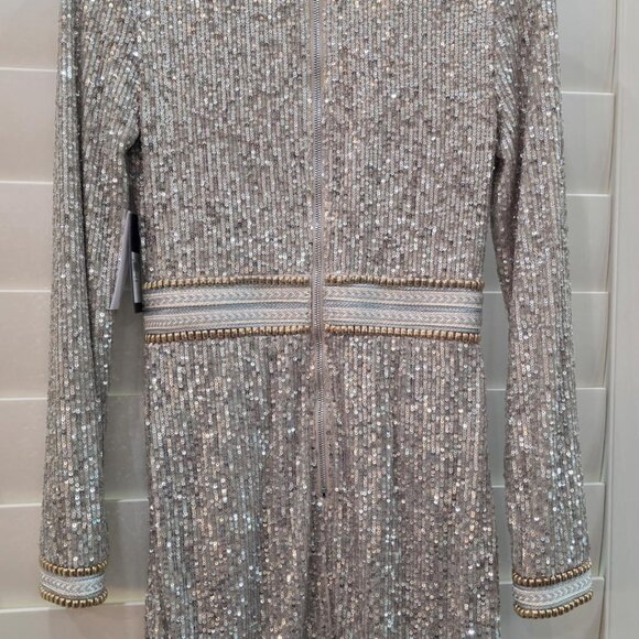 NWT Guess Sequined Cocktail Party Dress Silver/Gold Women's XS Lined, V-Neck! - Picture 16 of 16